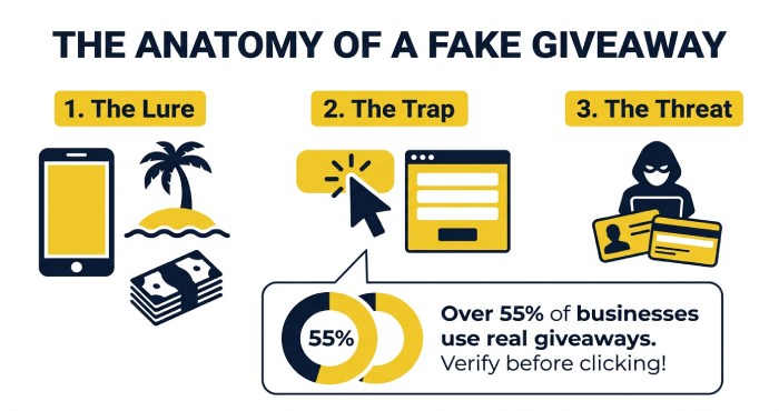 Giveaway Scam Anatomy Infographic
