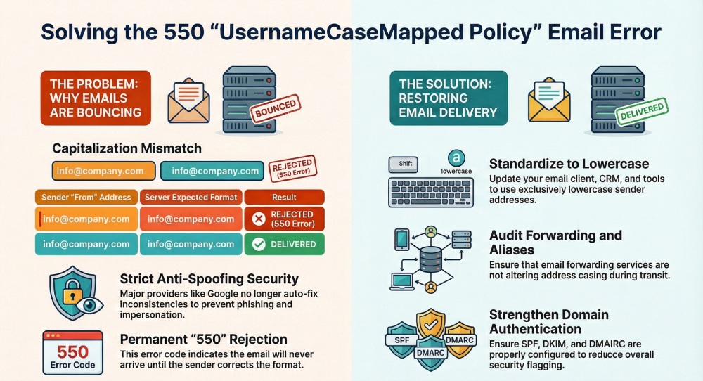 Navigating the 550 UsernameCaseMapped Policy Email Error