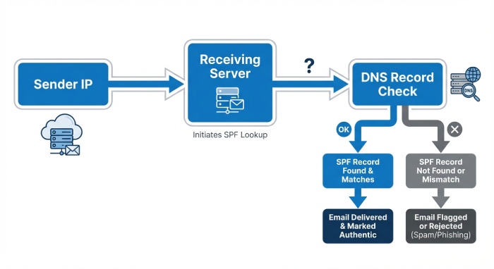 SPF works according to RFC 7208
