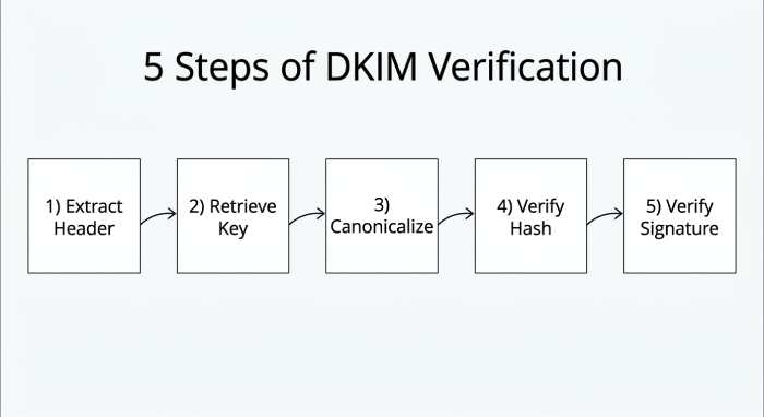Five steps of DKIM verification