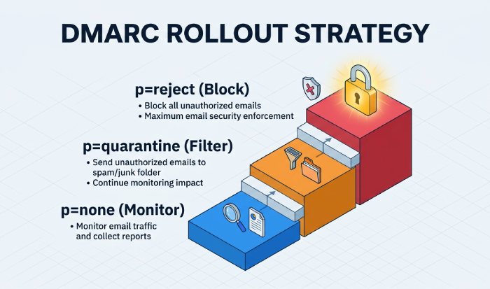 DMARC Rollout Strategy Step-Chart
