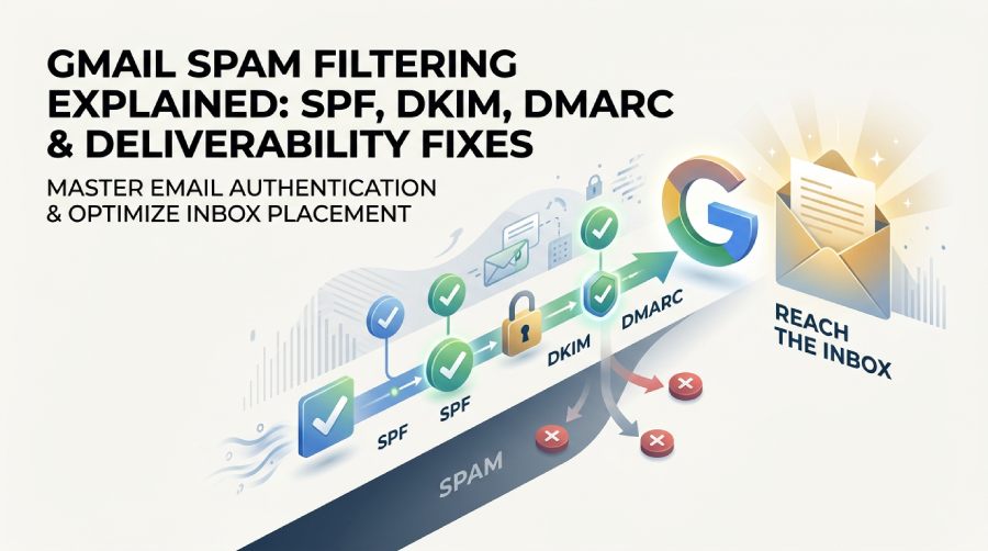 Gmail spam filtering with SPF, DKIM, DMARC