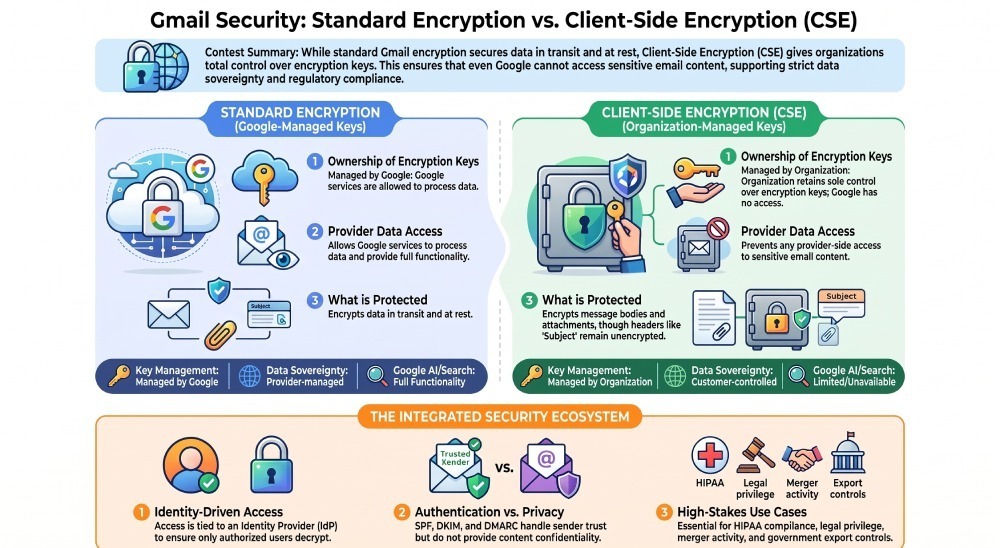Gmail Security: Standard Encryption vs. Client-side Encryption (CSE)