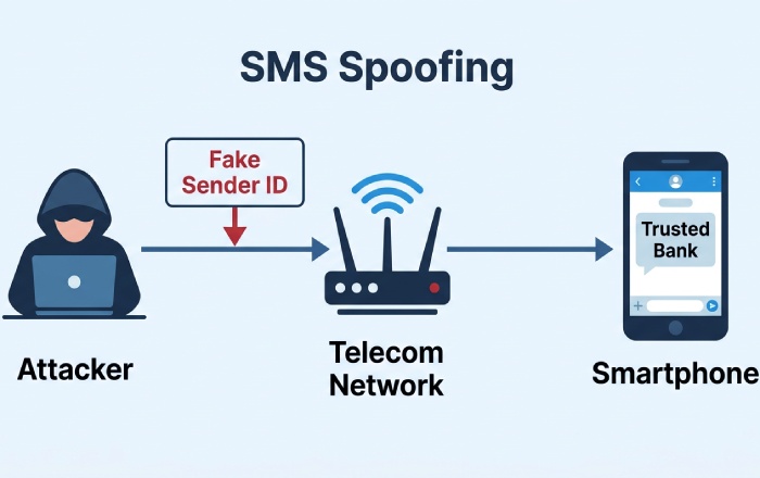 SMS Spoofing Communication Flow