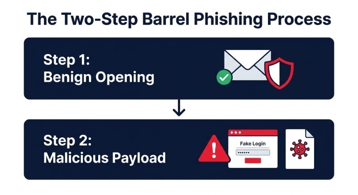 How Barrel Phishing Works: The Two-Step Attack Process