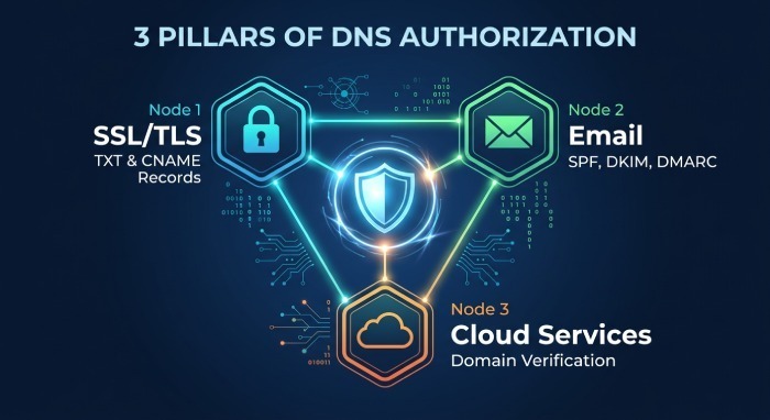 How DNS authorization is used: SSL/TLS, email, and service ownership