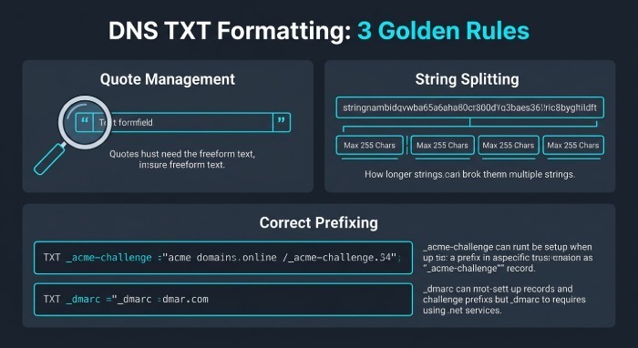 Creating and formatting authorization TXT/CNAME records correctly