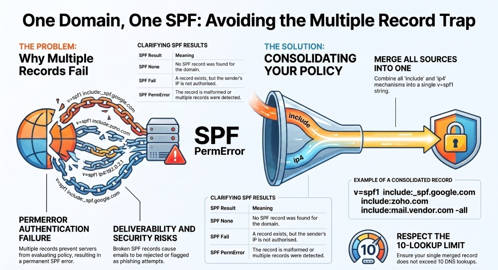 One Domain, One SPF: Avoiding the Multiple Record Trap