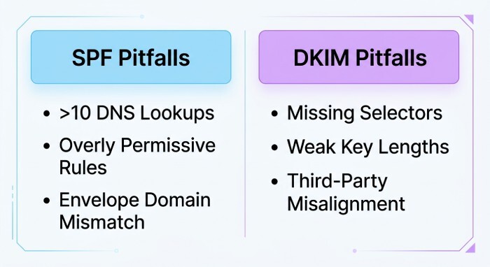 Common SPF/DKIM Misconfigurations That Cause Legitimate Mail Rejection