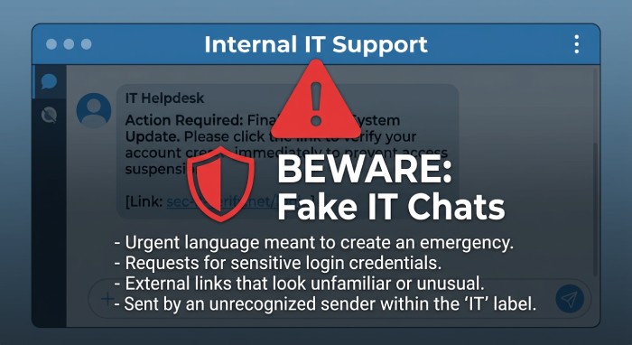 Fake helpdesk chat phishing alert