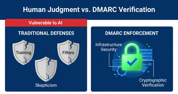 Traditional Defenses vs. DMARC Infographic