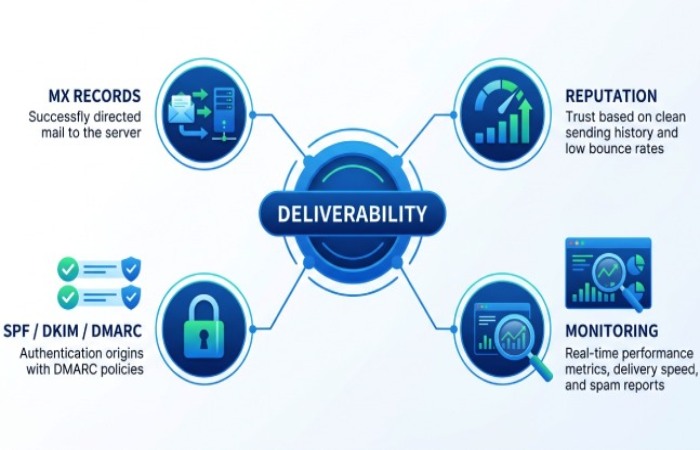 Email Deliverability Pillars Infographic

