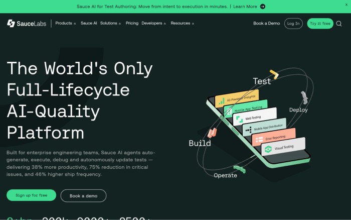5. Sauce Labs - Best for Enterprise Continuous Testing and QA Automation