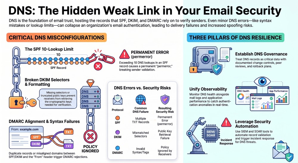 How DNS Misconfigurations Cause SPF, DKIM, and DMARC Failures
