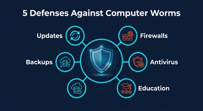 How to Stop and Prevent Computer Worms: Security Updates, Antivirus Tools, Firewalls, and Safe Practices
